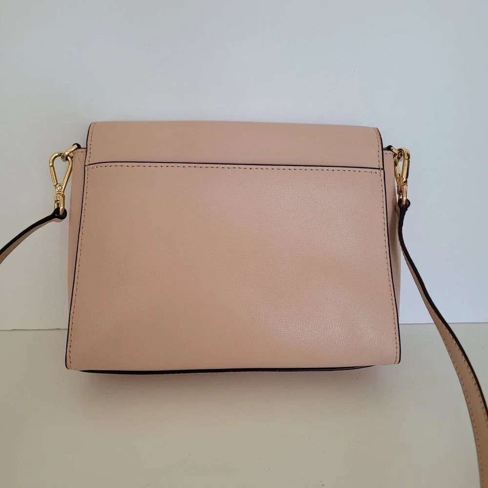 Michael Kors Blush Pink Leather Crossbody Bag Gold Hardware Flap Top Messenger